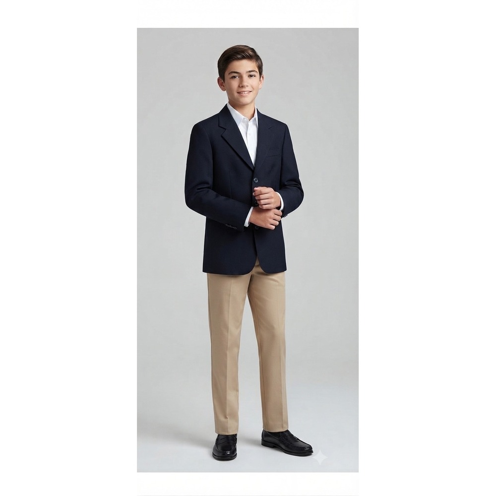 Arrow Blazer Kids 14 Navy Blue Three Button Formal Suit Jacket Notch Lapel